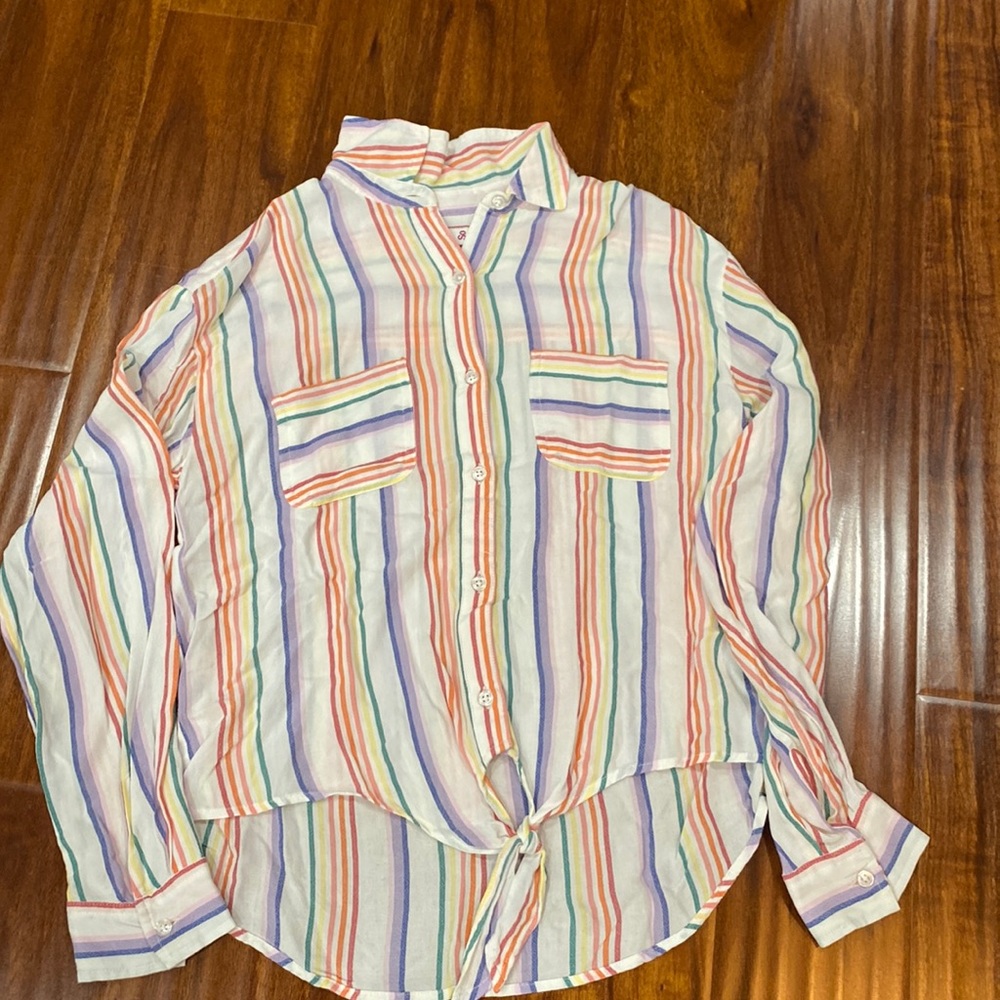 SO cover up blouse, multi pastel colors